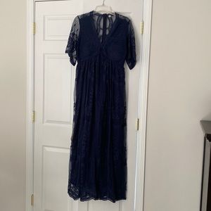 PinkBlush navy lace formal gown / size 10